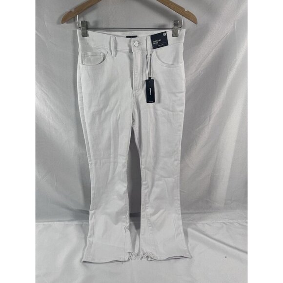 EXPRESS High Rise Cropped Flare White Jeans w/ Stretch Size 6R - Picture 1 of 6